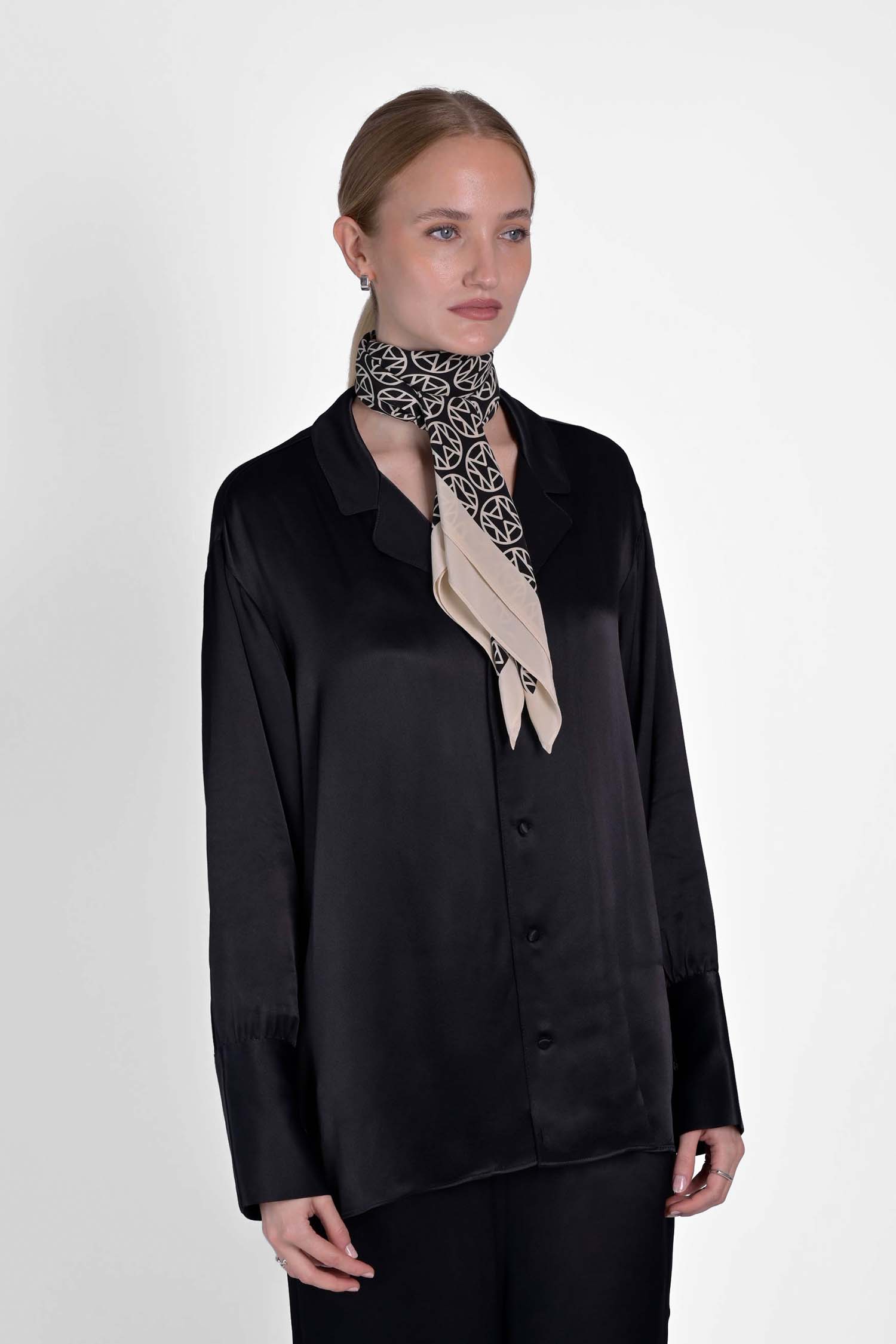 MAANKA MONOGRAM SILK SCARF CRÈME