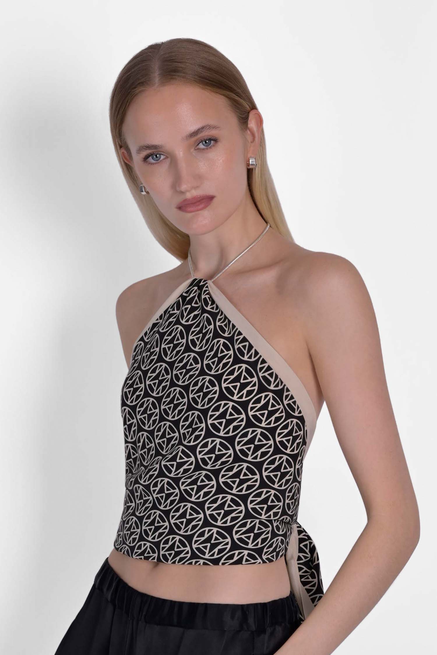 MAANKA MONOGRAM SILK SCARF CRÈME